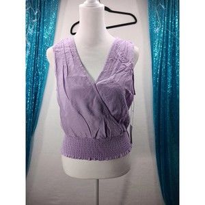 NWT Six Fifty Sleeveless Pastel Lavender Top Size Small Elastic Smocked Bottom